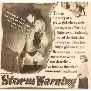 1951 Storm Warning Ronald Reagan Movie Advertisement Ku Klux Klan KKK DWY12
